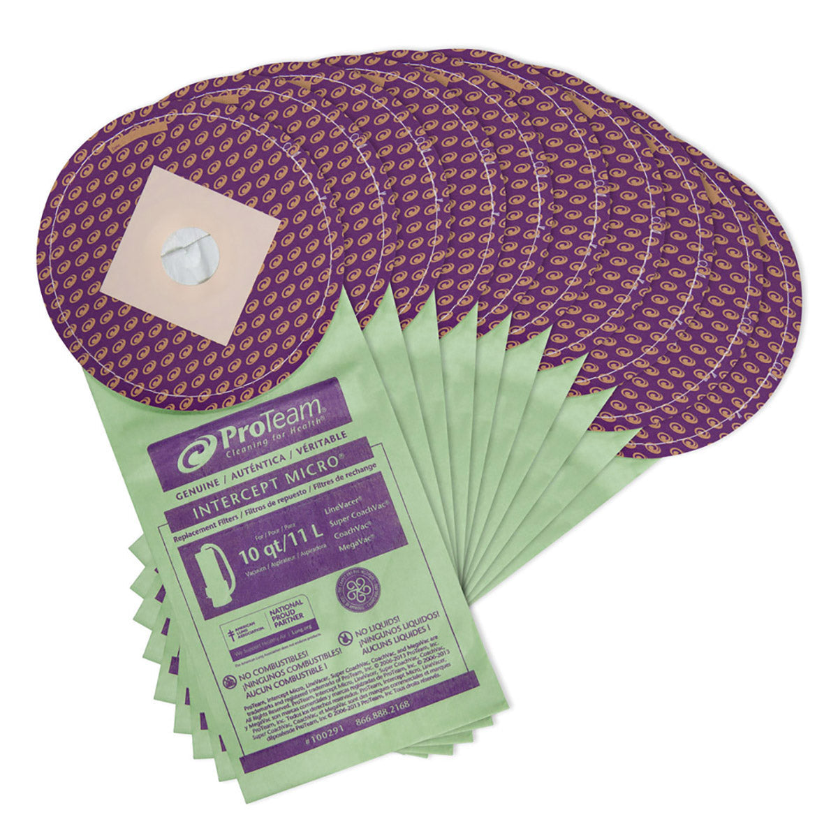 10 Proteam Vacuum Filters 100291 Micro Allergen Filtration / Paper Bags, Linevacer, 10PK, Micro