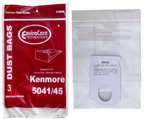 3 Kenmore Vacuum Cleaner Bags 115SW Canister / Paper, 5041, 5045, 3PK, Envirokenmore ''H''