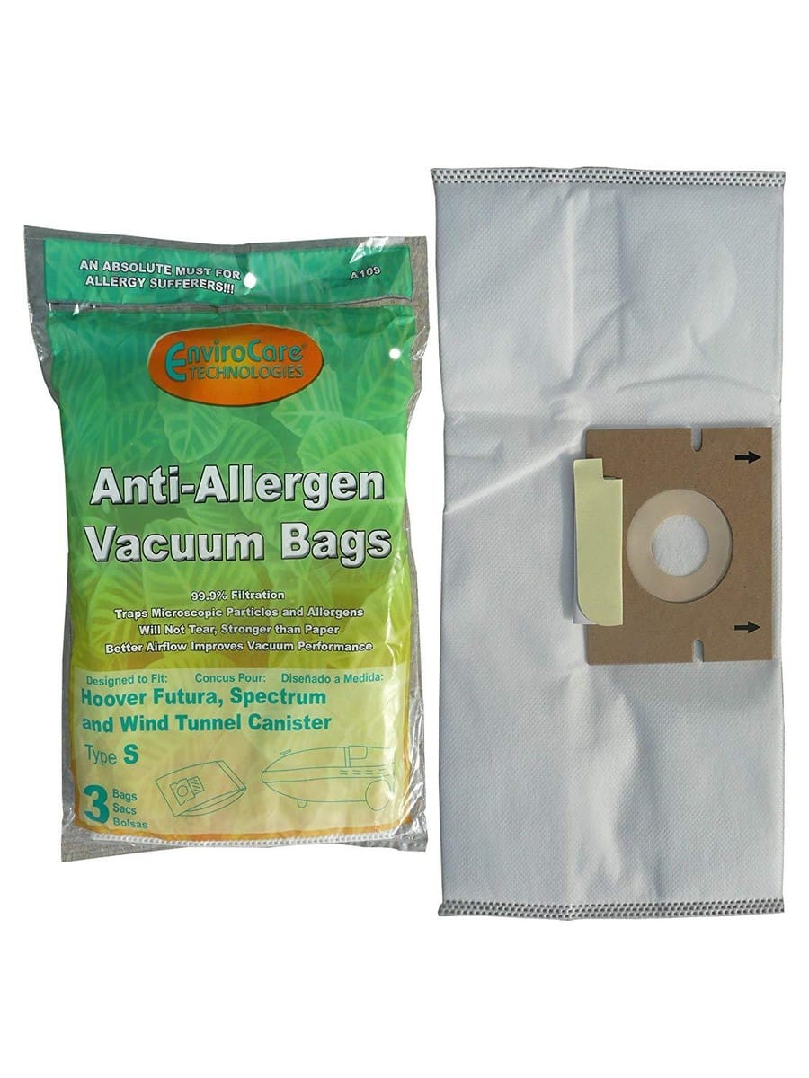 3 Hoover Vacuum Part A109 Canister / Paper Bags, S, 3PK, Allergen