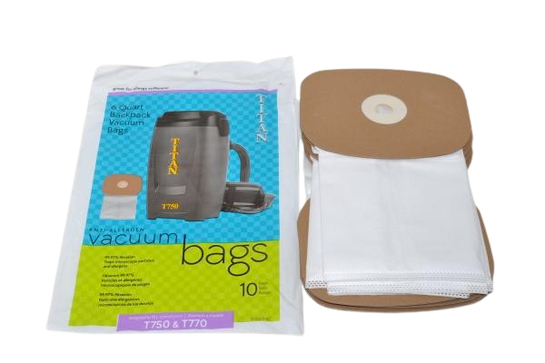 10 Titan Vacuum Part 17-2433-04 Backpack / Paper Bags, Allergen T750, 10PK