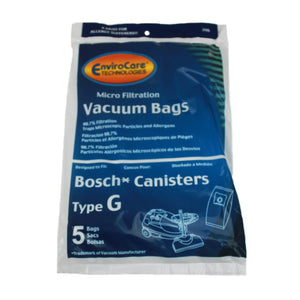 5 Bosch Vacuum Part 206 / Paper Bags, G, 5PK, Compact Canistermicrofiltration