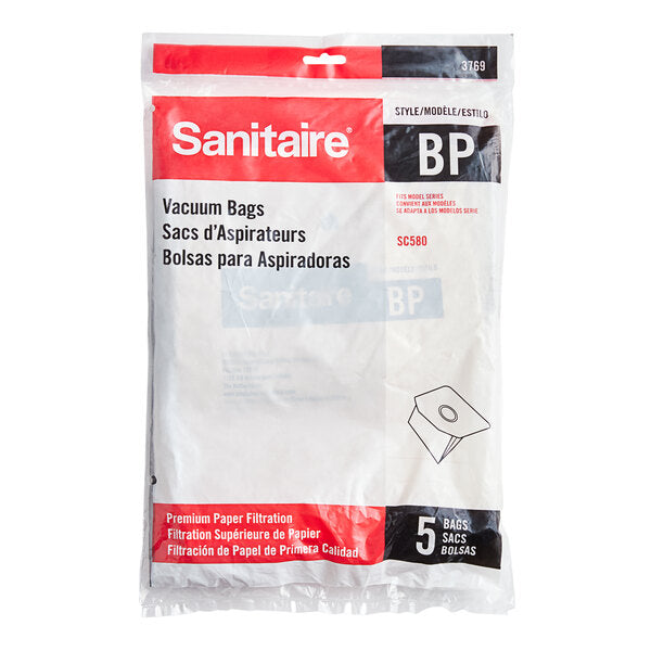 5 Eureka, Sanitaire Vacuum Part 3769 / Paper Bags Sanitaire, Bp, 5PK, Cordless