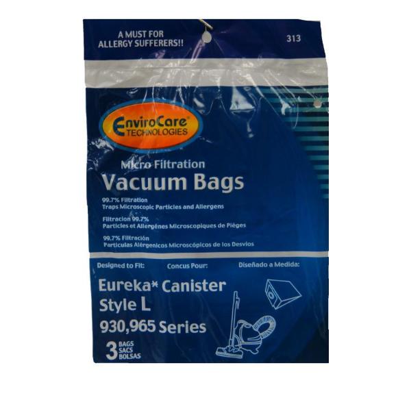 3 Eureka, Sanitaire Vacuum Part 313 Canister Micro Allergen Filtration / Paper Bags, L, 3PK, Micro, Fits Johnny Bee Vac by EnviroCare