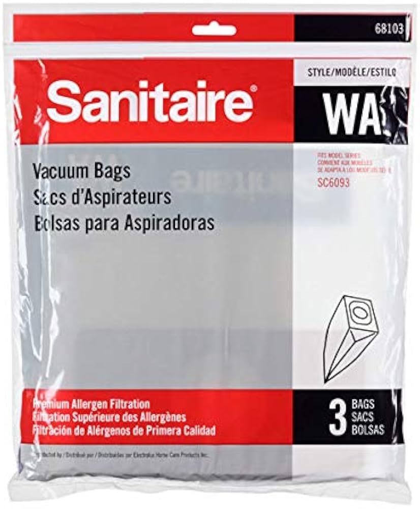 3 Eureka, Sanitaire Vacuum Part 68103 Commercial Upright / Paper Bags Sanitaire SC6093, 3PK, .Wa Bags