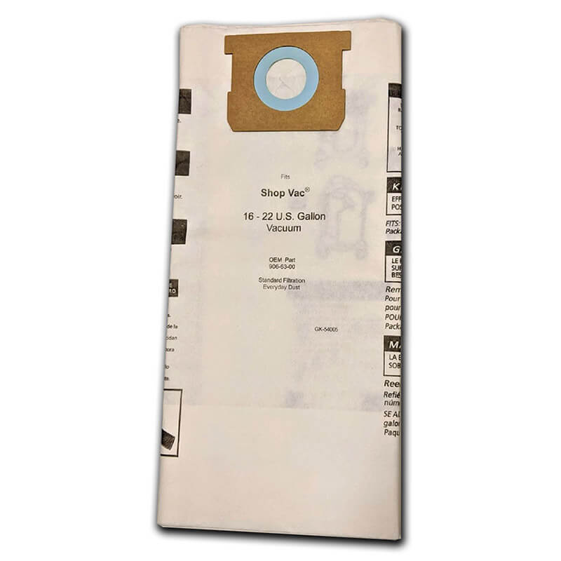 3 Green Klean Vacuum Part GK-54005 / Paper Bags Shop Vac, 3PK, 16-22 Gallon, Shop Vac