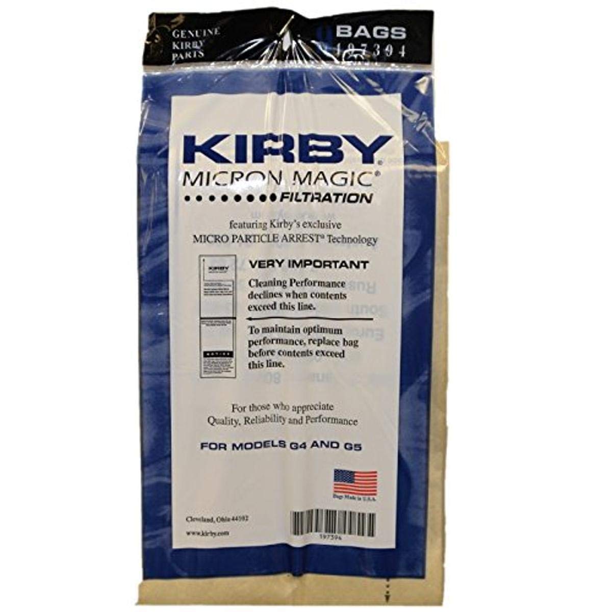 9 Kirby Vacuum Part 197394A Upright / Paper Bags, Generation 4, 9PK