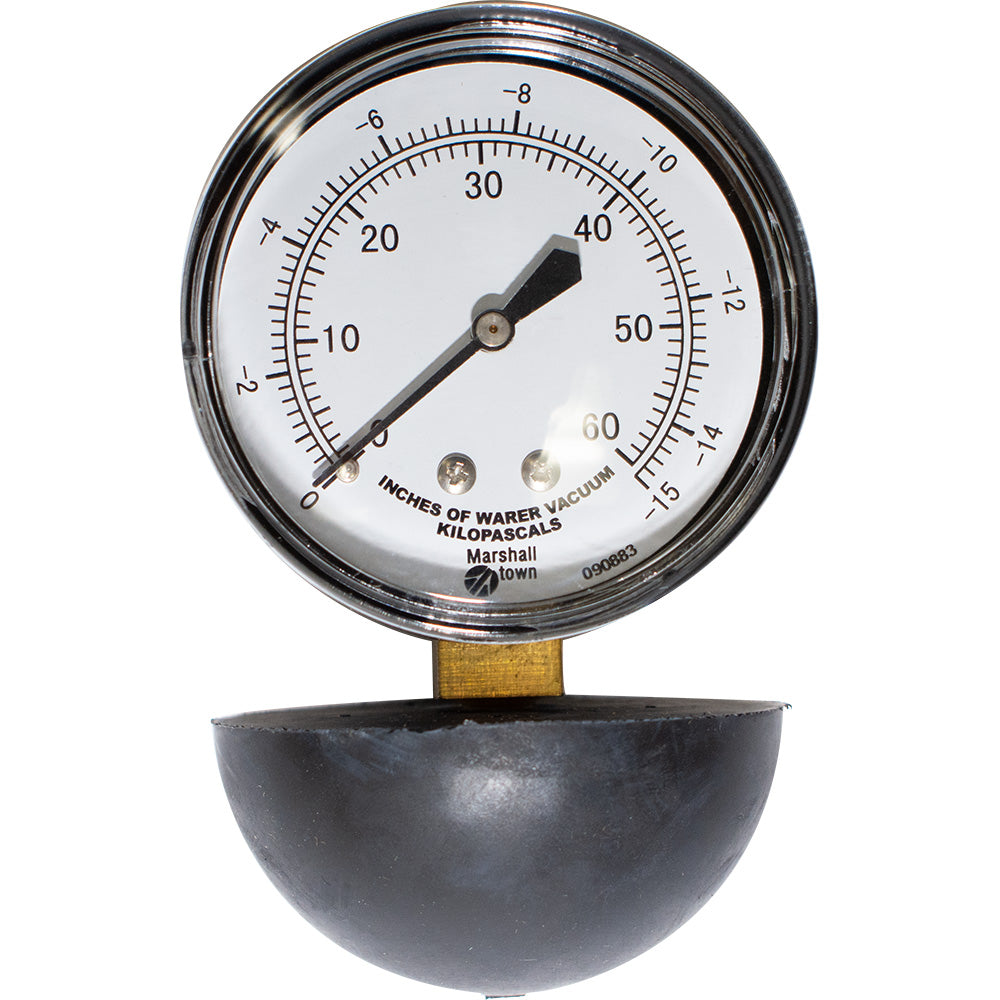 Marsh Instruments Marshallton G25759 Press. Gauge, 2.5" Steel, 0-160" H2O, Rubber Plug to Fit Vacuum Clnr. Intake