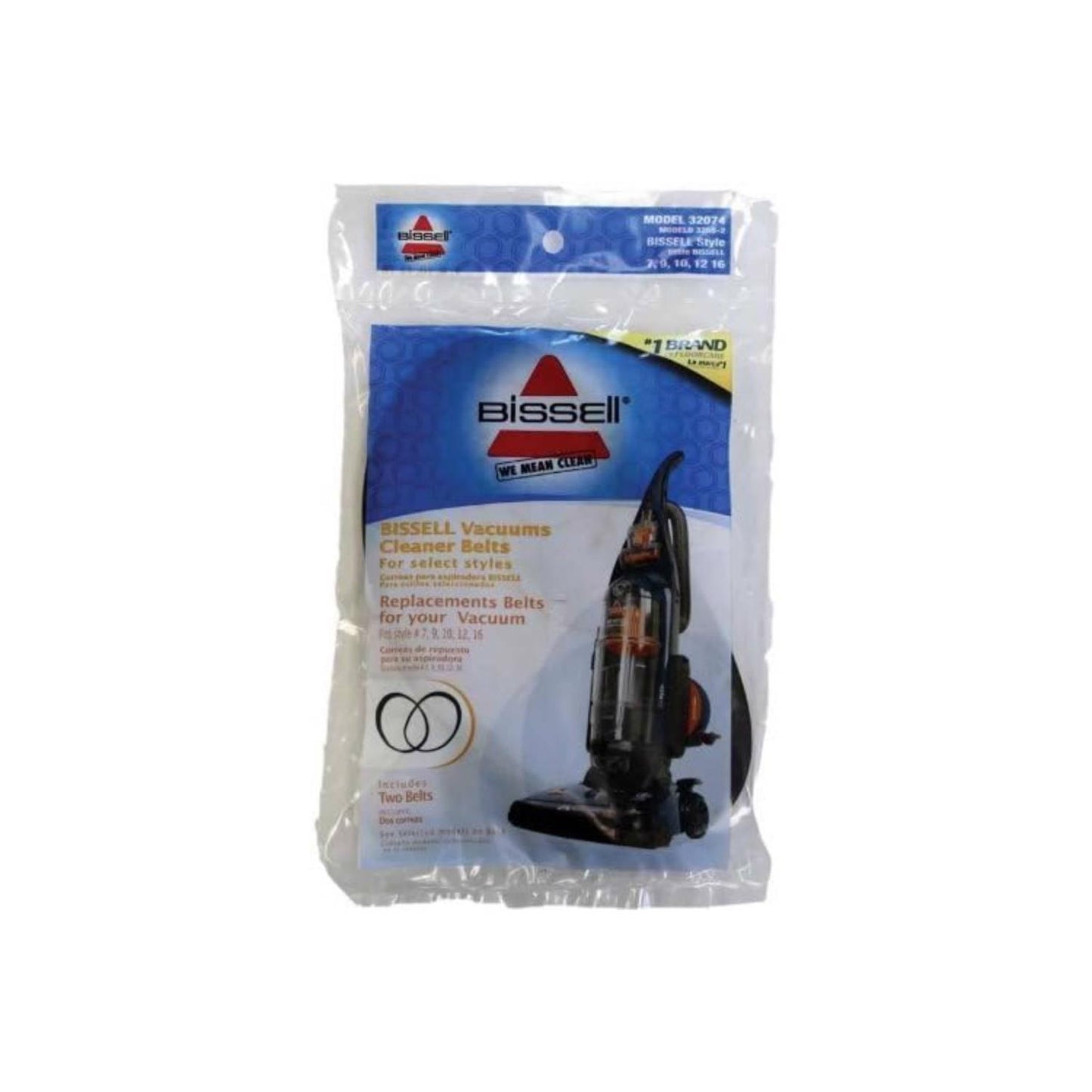 2 Bissell Vacuum Belts 32074 Upright / 2PK, Style 7, 9, 10, 12, 14