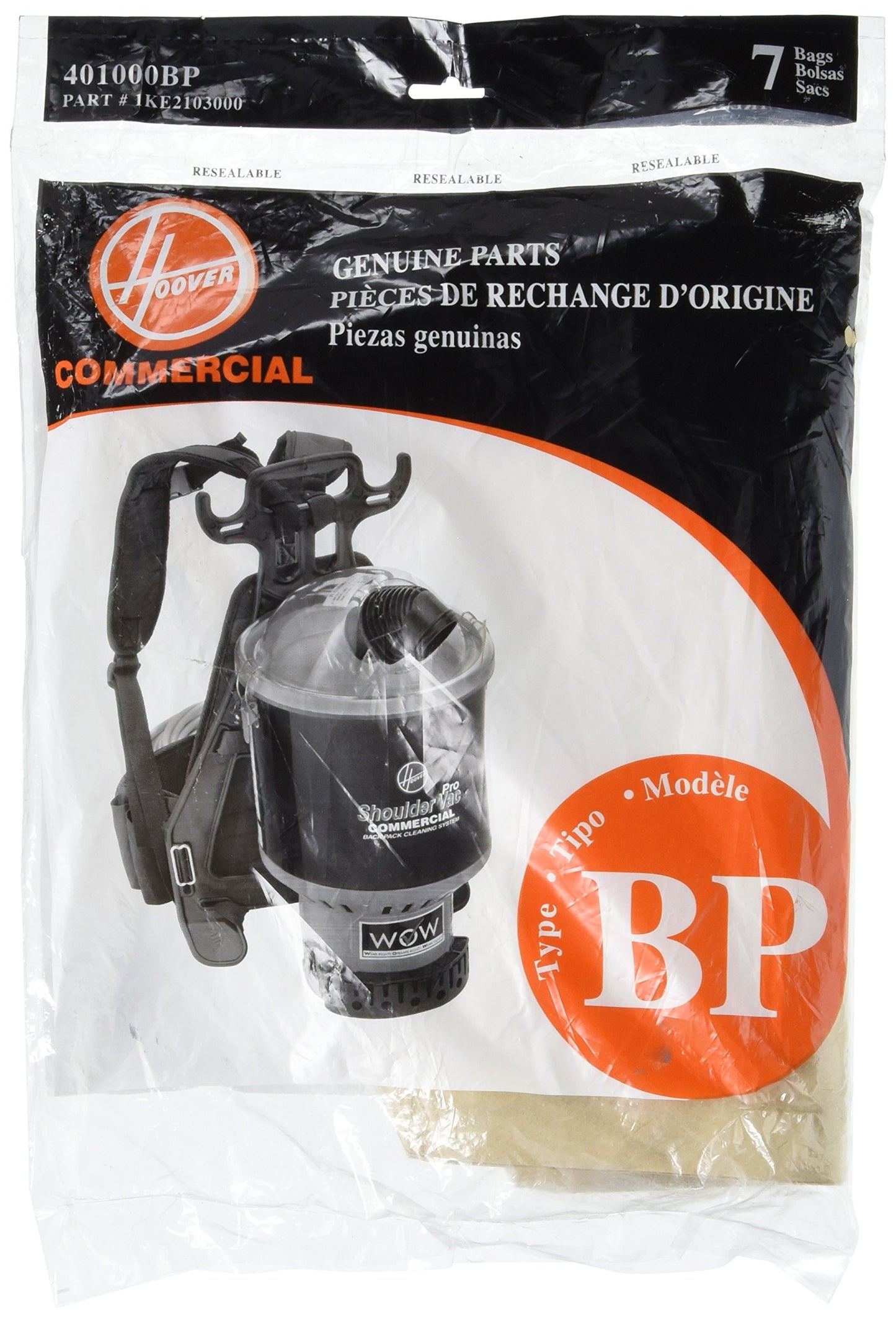 7 Hoover Vacuum Part 401000BP Backpack / Paper Bags, C2401, 7PK, Backpackfits Royal RY4001, Bp Bags, Royal