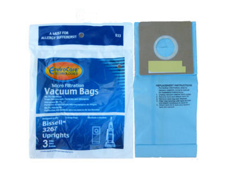 Bissell 32671 3267, 3863, 6221 Upright Vacuum Bags Micro Allergen Filtration 833