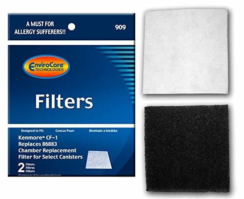 2 Kenmore Vacuum Filters 909 / Secondary, Foam CF-1, CANISTER2PK, Behind Paper Bag
