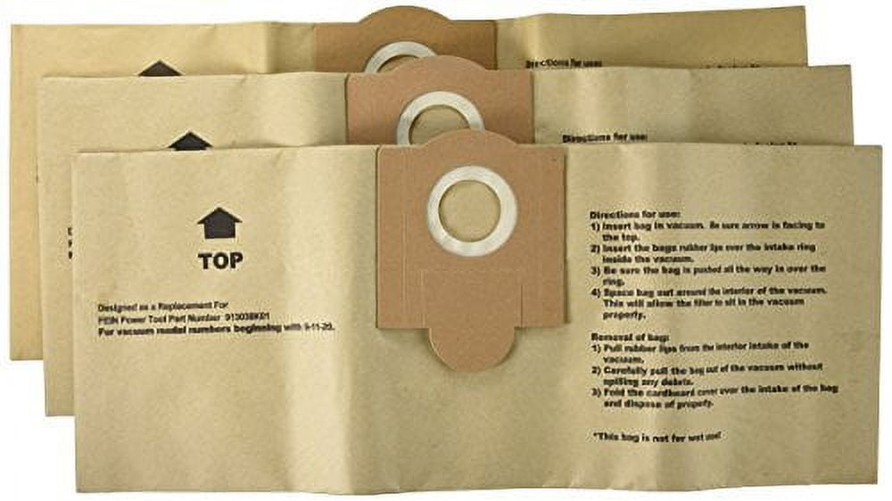 3 Fein Power Vacuum Part GK-TURBOI / Paper Bags, 3PK, 9-11-20 / 9-11-55 Turbo