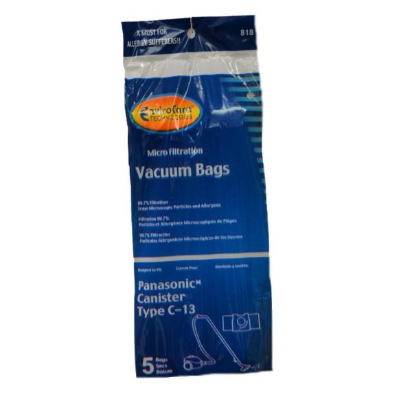 5 Panasonic Vacuum Part 818 Canister / Paper Bags, C-13, 5PK, MC-3900
