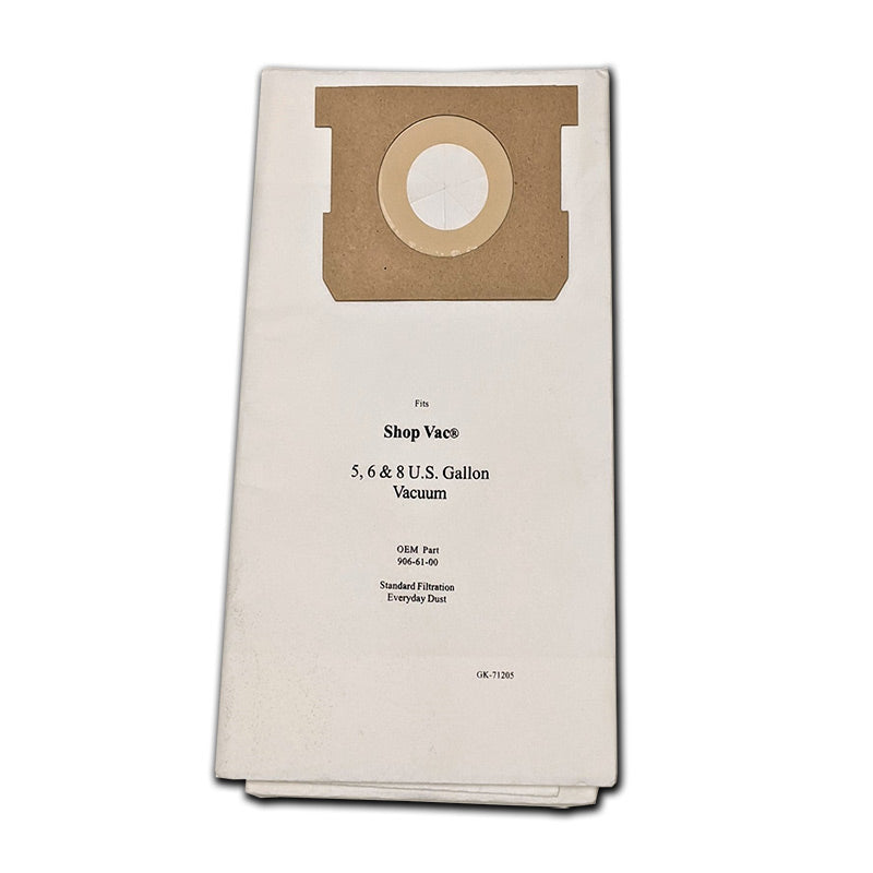 3 Green Klean Vacuum Part GK-71205 / Paper Bags Shop Vac, 3PK, 5-8 Gallon Please Use Alt Part Number, Shop Vac No Longer Available