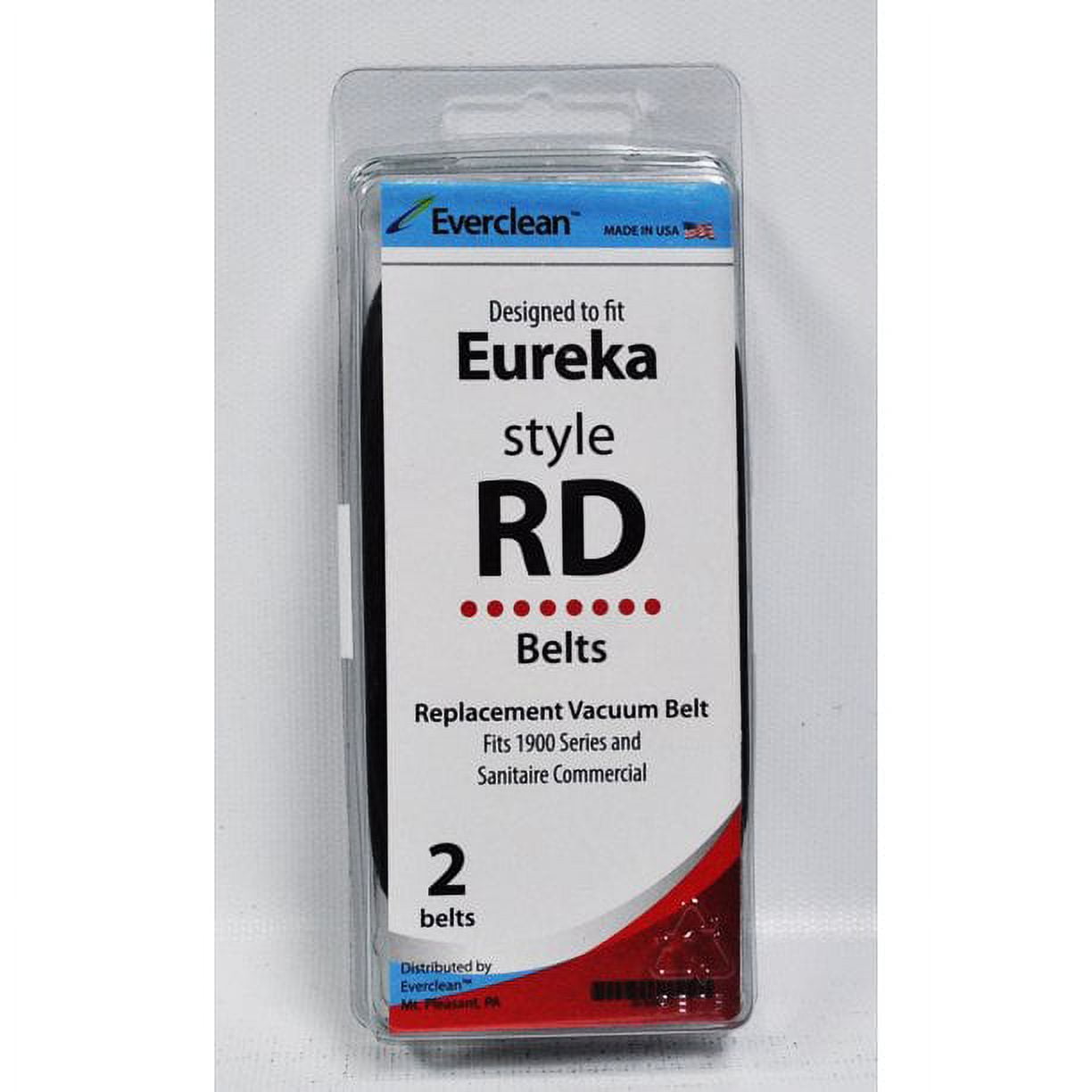 2 Everclean Vacuum Belts 20-3206-02 Upright / Eureka, Round, 2PK