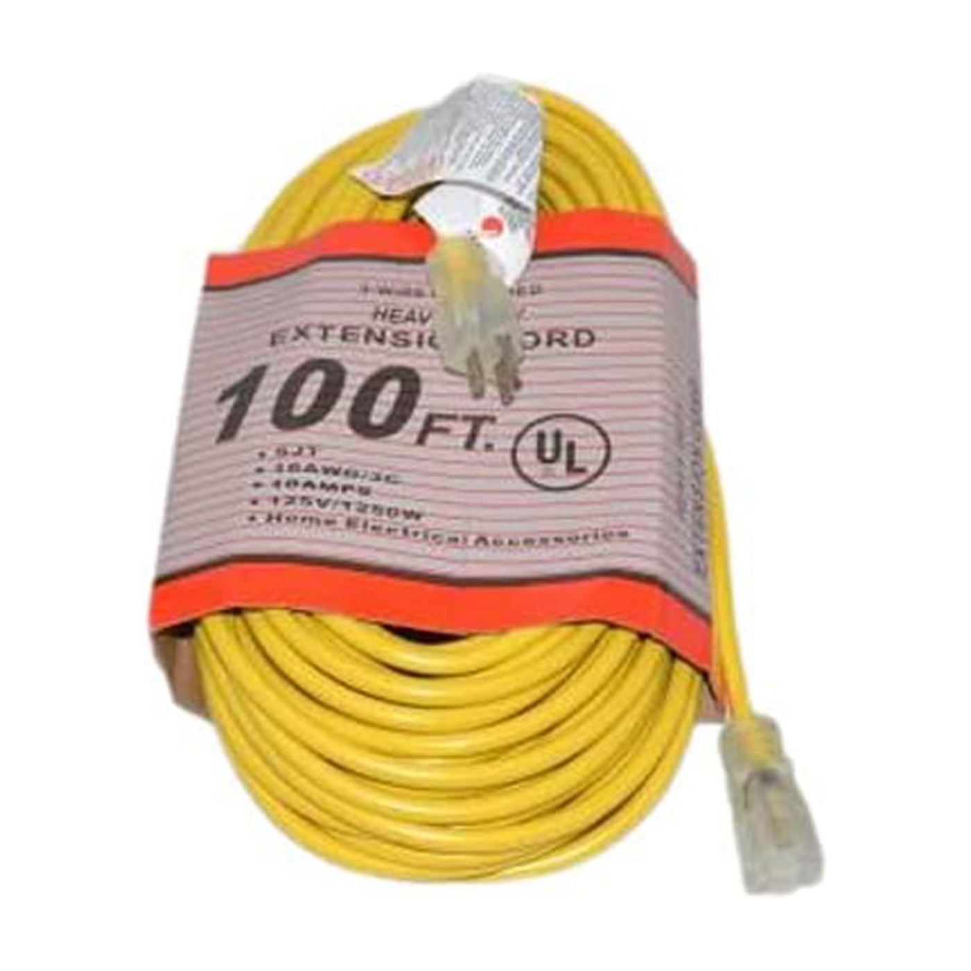 1 Fit All, Commercial Vacuum Part 14-5412-05 Commercial / Extension CORD-100ft, 16 / 3, Yellowlighted Ends
