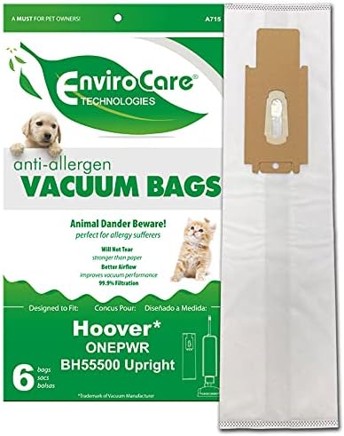 6 Hoover Vacuum Part A715 / Paper Bags BH55500, 6PK, Allergenonepower Series