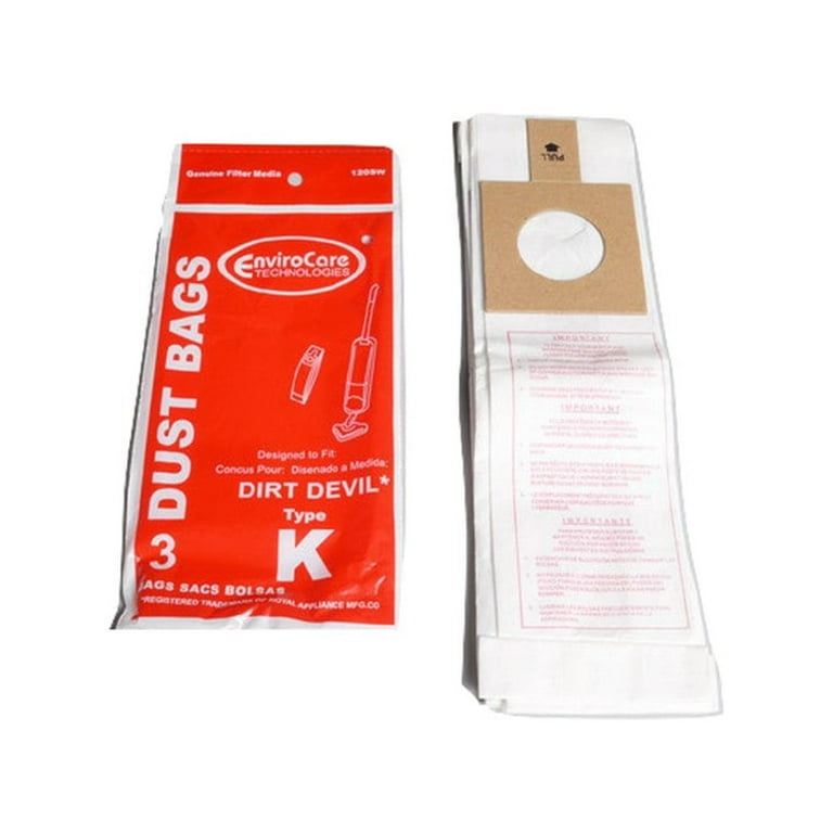 3 Dirt Devil Vacuum Part 120SW / Paper Bags, K, 3PK, Broom by EnviroCare