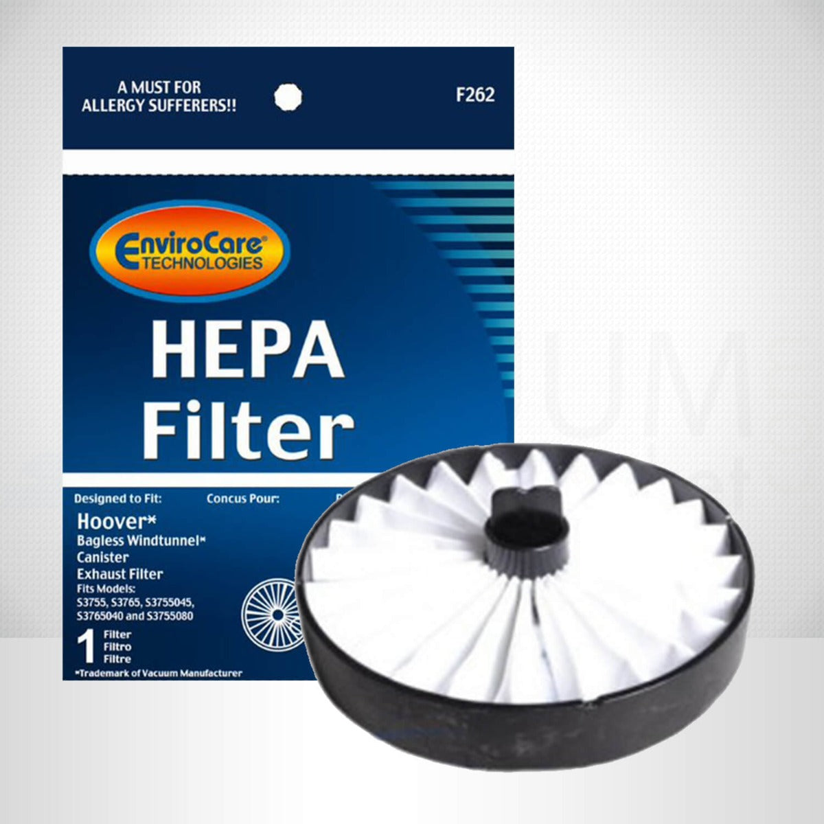 1 Hoover Vacuum Filter F262 Canister HEPA Filtration / Ehaust, S3755, S3765 Bagless Can