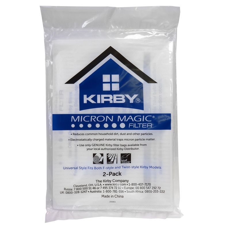 2 Kirby Vacuum Part 205811A Upright / Paper Bags, Universal F, 2PK, Allergen, Fits Gen 3 Thru Sentria Ii