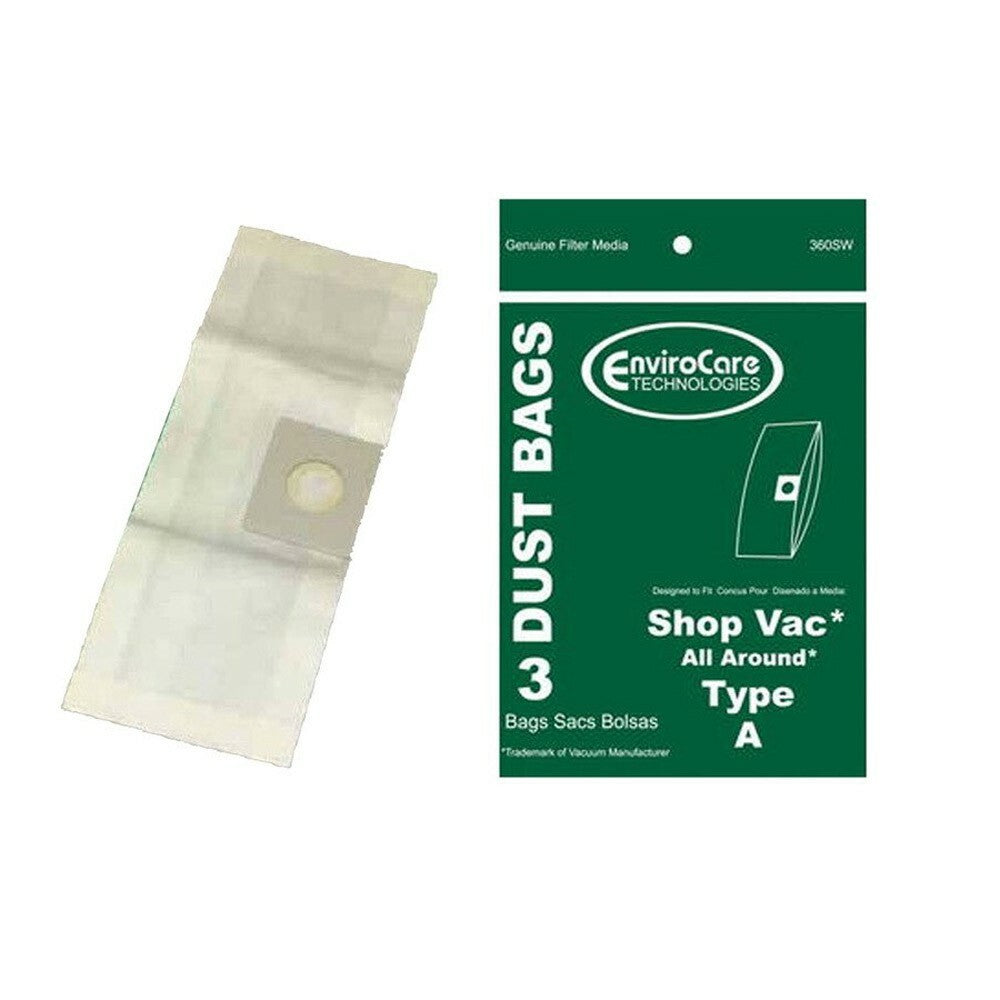 3 Shop Vac Vacuum Part 360SW / Paper Bags, A, 3PK, 1.5 Gallon, Replacement