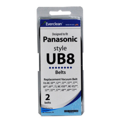 2 Everclean Vacuum Belts 60-3114-04 / Panasonic UB8, 2PK, 5700, 6000 Series, Panasonic