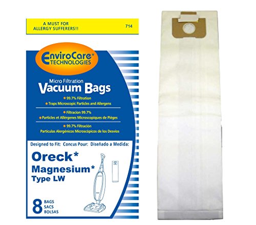 EnviroCare Replacement Micro Filtration Vacuum Cleaner Dust Bags made to fit Oreck Magnesium Type LW Uprights 8 Pack