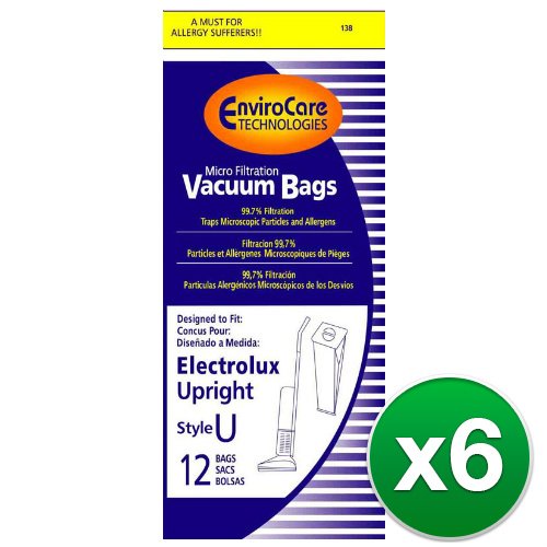 Replacement Vacuum Bag for Electrolux 43712E / Type U / 138 (6 Pack)