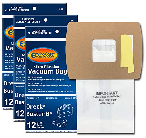 Envirocare Replacement Micro Filtration Vacuum Cleaner Dust Bags made to fit Oreck Buster Be Super-Deluxe Compact Canisters 36 pack