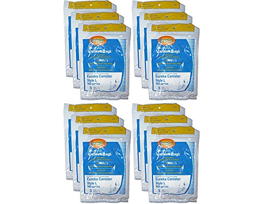 36 Eureka Style L Allergy Micron Filtration Vacuum Bags, Mini Mite Canister Vacuum Cleaners, 61715-12, 61715, 61715A, 960, 961, 962, 963, 964, 965, 960A, 961A, 962A, 963A, 964A, 965A, Eureka 1000 Series except Model 1099