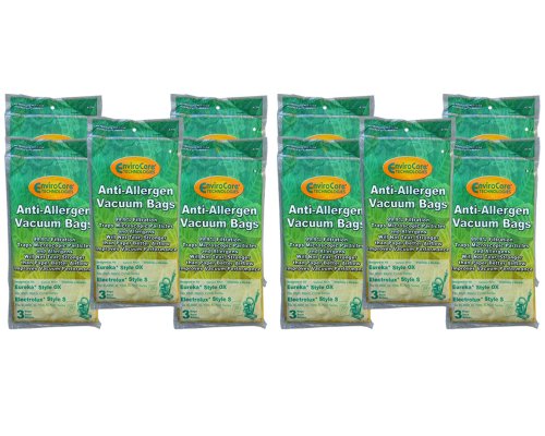 30 Eureka & Electrolux Style OX, Sanitaire Style S H10 Allergy HEPA Vacuum Bags, S-Clinic, SP200 EL200 and EL202, EL 200B, EL 202B, EL 202C, EL202CPK4, EL202F, EL203B, Classic S-Bag Clinic, 6123OF-6 SP6950, SP6952, Eureka BB, Sanitaire Classic S