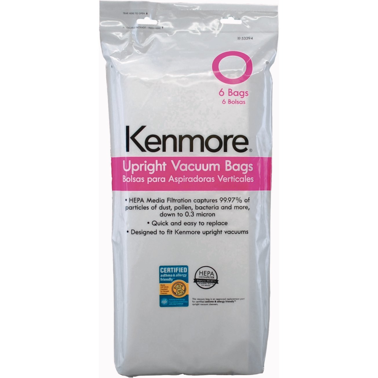 KENMORE VAC BAG O 6PK
