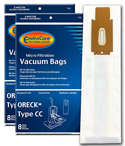 EnviroCare Replacement Micro Filtration Vacuum Cleaner Dust Bags made to fit Oreck Type CC, XL. Fits All XL7, XL21, 2000's, 3000's, 4000's, 8000's, 9000's series model Upright Vacuum Cleaners 16 Bags