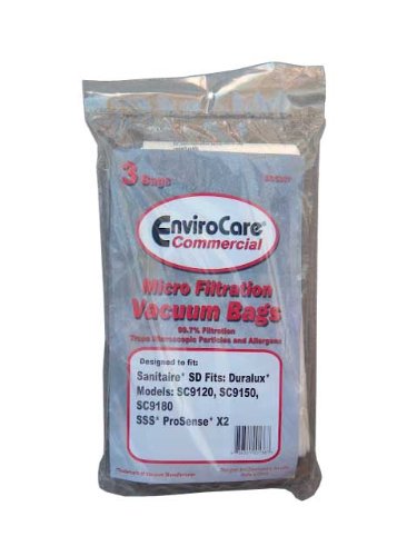 3 Commercial Vacuum Cleaner Bag Sanitaire 63262 Style SD, SD-63262, EL208, 63262B, 63262A-10, Eureka, Triple S, SSS, Electrolux, Duralux Professional SC9180, Upright Duralux Models