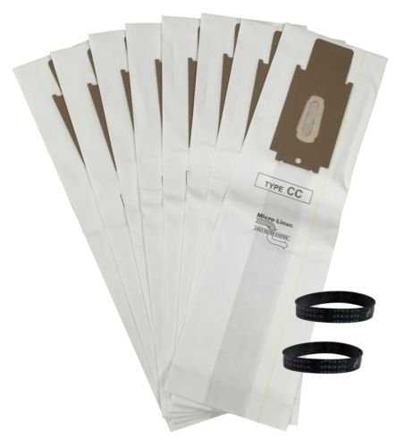 8 Allergen Vacuum Bags and 2 Belts for ORECK CC XL XL2 Uprights