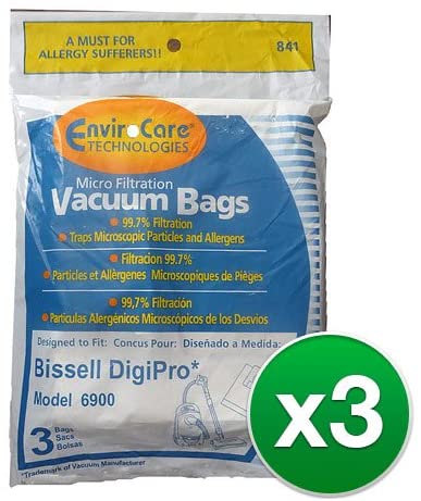 (9) Vacuum Paper Bags For Bissell Fits Digi Pro 6900 Models # 841