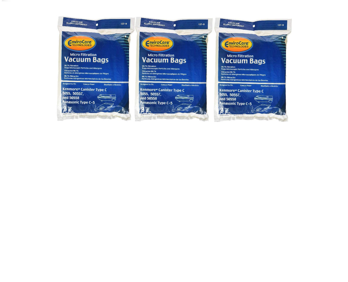 EnviroCare Replacement Vacuum Bags for Kenmore Canister Type C or Q 50555, 50558, 50557 and Panasonic Type C-5 27 Bags