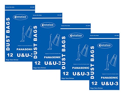 48 Panasonic U, U-3 & U-6 Single Ply Upright Vacuum Cleaner Bags MC-V145M, MC-115P, MC-V5000 -V5099, MC-V7300 - V7399, MC-V6200 - V6299