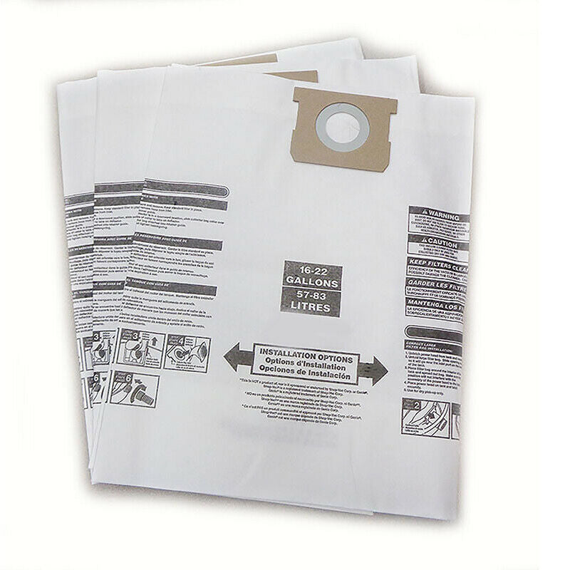 Shop Vac Type J 906-73-00 16-22 Gallon Vacuum Cleaner Bags by DVC Made in USA