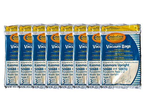 24 Kenmore Sears 50688/50690 U Vacuum Bags, Upright, Canister, Panasonic U-2, Miele Z, Sanyo PU-1 Vacuum Cleaners, MC-117PF, MC-E400, S170i, S170 - S179, S185, S300, SC-A or SC-U