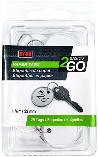HY-KO PROD Office Storage Accessory 25 Pack 1-1/4 White Tag/Ring (KC144)