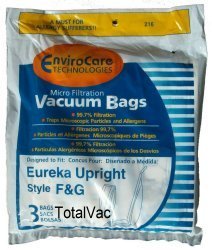 Eureka Vacuum Style F&G Bags - 3 Micro-Filtration Bags