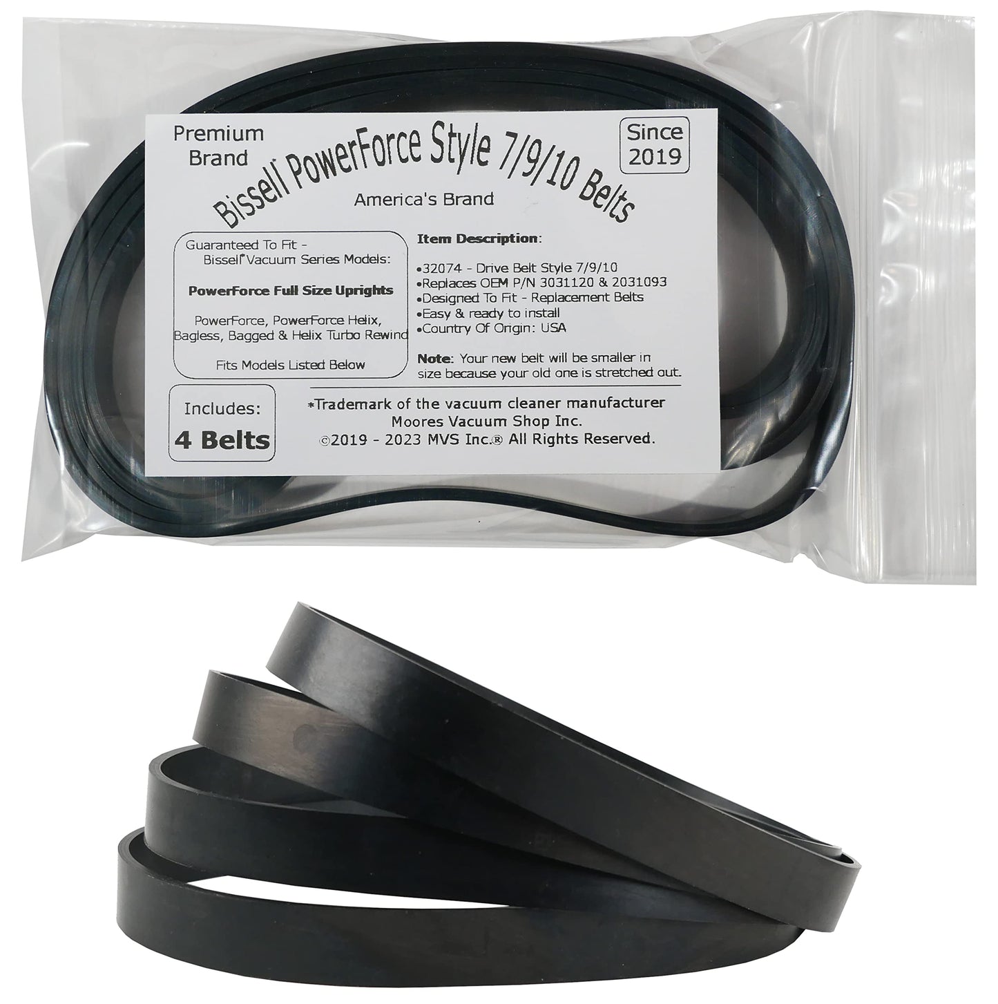Replacement Belt for Bissell Vacuum for Bissell Vacuum Style 7 9 10 12 14 16 Replacement Part 32074, 2031093, 3031120,4 Pack.