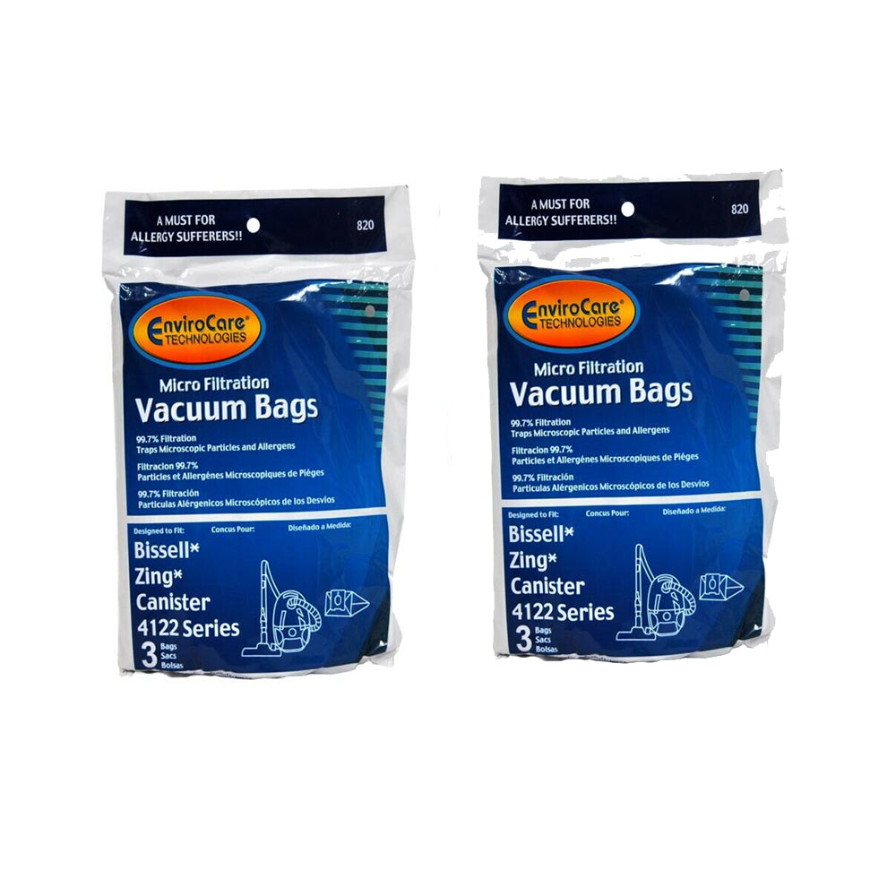EnviroCare Bissell Zing 4122 Series Canister Vac Bag 6 in Pack Generic Part :- 820