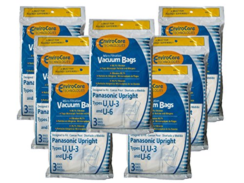 21 Panasonic U, U-3 & U-6 Upright Vacuum Cleaner Bags, MC-V145M, MC-115P, MC-V5000 thru MC-V5099, MC-V7300 thru MC-V7399, MC-V6200 thru MC-V6299