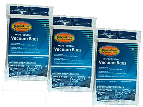 9 EnviroCare Vacuum Bags + 3 Filters Maintenance Kit 3210 Compatible with/Replacement for Bissell Zing, Inlet filter 203-7052, 1 Final filter-203-7054