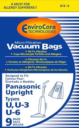 Package of 3 Replacement Panasonic U/U3/U6 Micron Filtration Bag