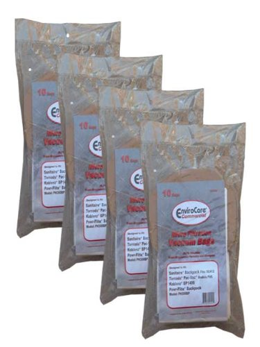 40 Backpack Allergy Vacuum Cleaner Bags Sanitaire/Eureka BV-2 62370 Koblenz #49-5803-9 (Disposable Bag), 49-5810-4 (Cloth Filter bag) Tornado  C352-2500 Power-Flite  C352-2500, Tennant 9007784, CarpetPro 06.415, CleanMax CMBP-10, 06.083 (Cloth Bag)