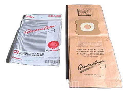 Kirby Generation 3 G3 197289 Disposable Brown Filter Bags 3 Pack