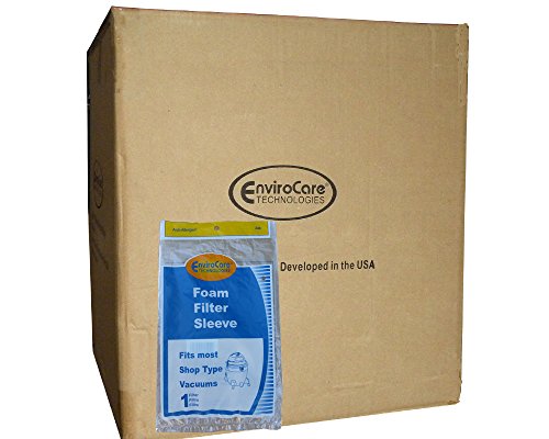 EnviroCare 1/2 Case (50 pkgs) Shop Vac Type CC 9052600 Foam Sleeve Wet/Dry Vacuum Fits Genie VF2001